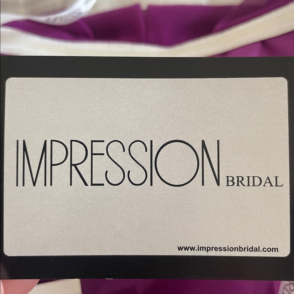 Impression Bridal- Passion/Gray Spaghetti-Strap Evening Gown with Waistband NWT! - Picture 13 of 14